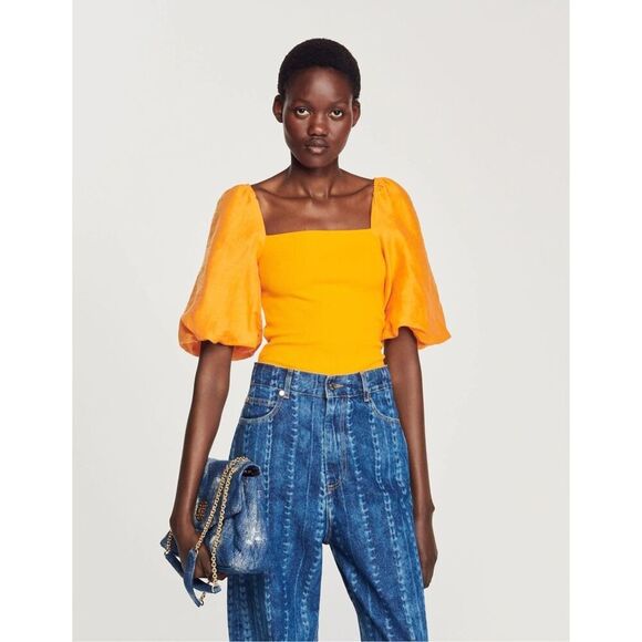 SANDRO Dual‎ Fabric Top - Picture 1 of 5